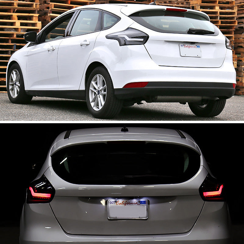 Spec-D 15-18 Ford Focus Hatchback LED Tail Lights Black