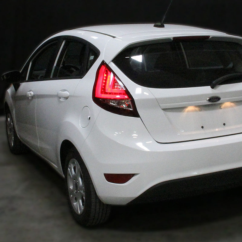 Spec-D 11-13 Ford Fiesta Hatchback LED Tail Lights Chrome/Red Smoked