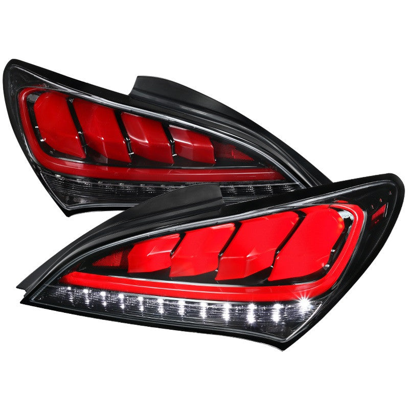 Spec-D 10-12 Genesis Coupe Tail Lights Sequential Jet Black/Clear
