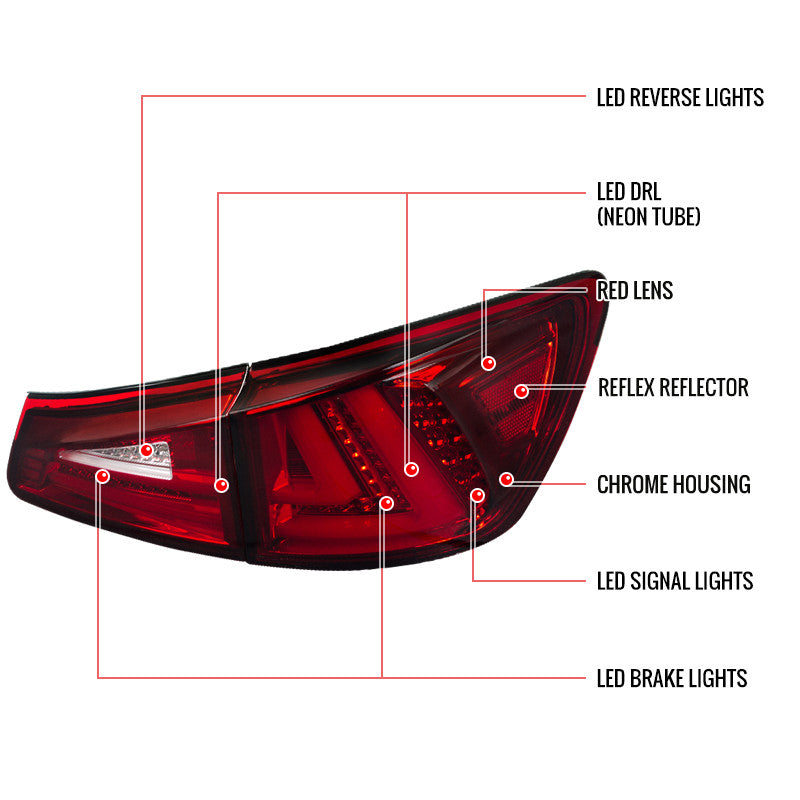 Spec-D 06-13 Lexus IS250 IS350 Tail Lights LED Red/Clear