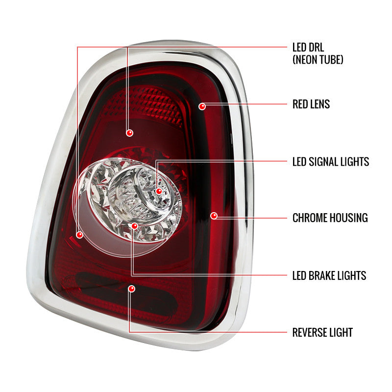 Spec-D 11-13 Mini Cooper Tail Lights LED Red/Clear