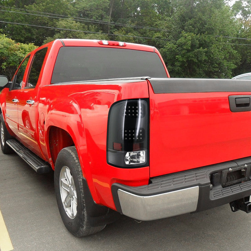 Spec-D 07-14 GMC Sierra Tail Lights LED V2 Matte Black/Clear