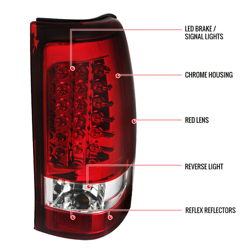 Spec-D 03-06 Chevy Silverado GMC Sierra Tail Lights LED Red/Clear