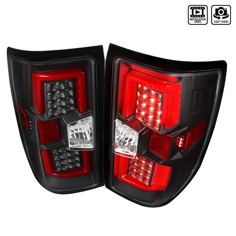 Spec-D 14-17 Chevy Silverado LED Tail Lights Black Housing Clear Lens