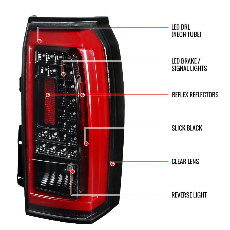 Spec-D 15-20 Chevy Tahoe Suburban Tail Lights LED Jet Black/Clear