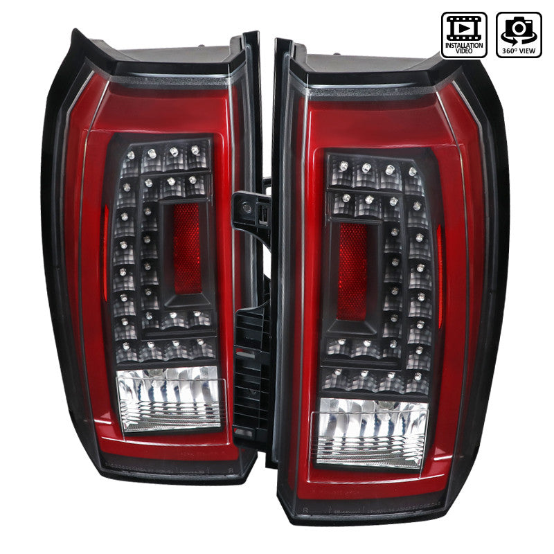 Spec-D 15-18 Chevy Tahoe Red LED Bar Black Tail Lights Clear Lens