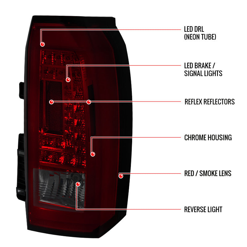 Spec-D 15-20 Chevrolet Tahoe Suburban LED Tail Lights Red Smoked