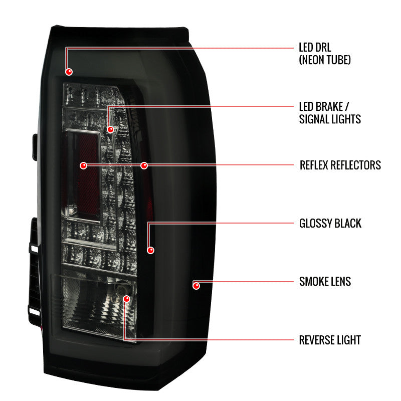 Spec-D 15-20 GMC Yukon Denali SLE/SLT Black Tail Lights Smoked Lens