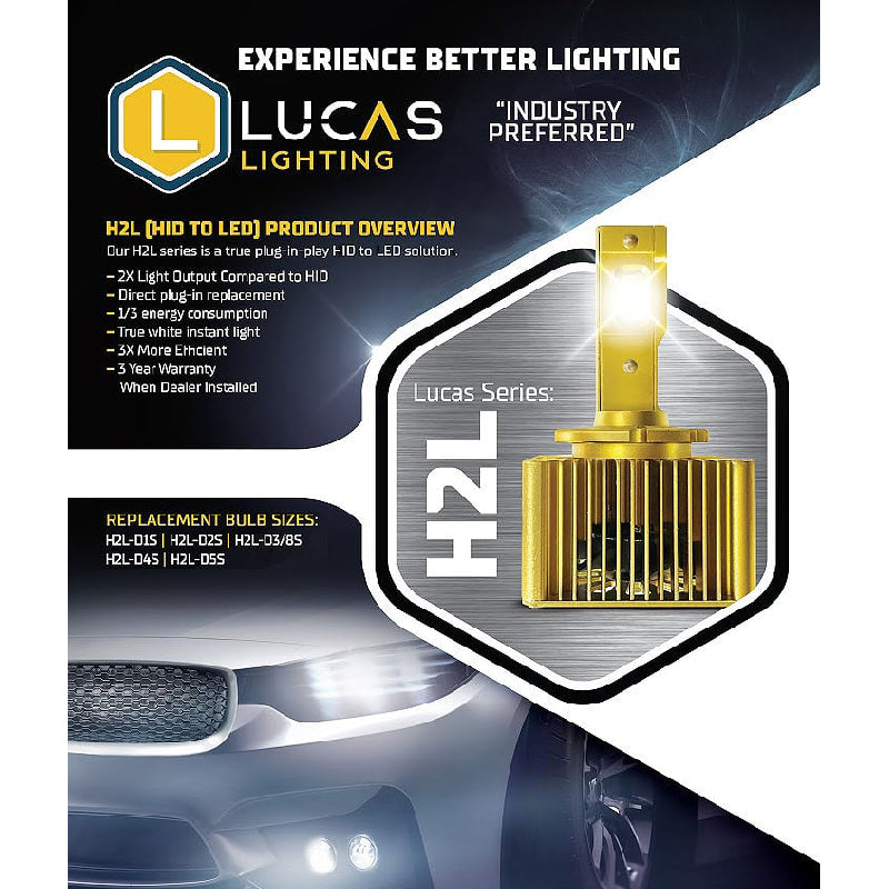 Lucas Lighting  H2L-D2S - H2L Series D2S Replacement LED Headlight, Intended For Off-Road And Fog Light Applications Pair (2 bulbs)