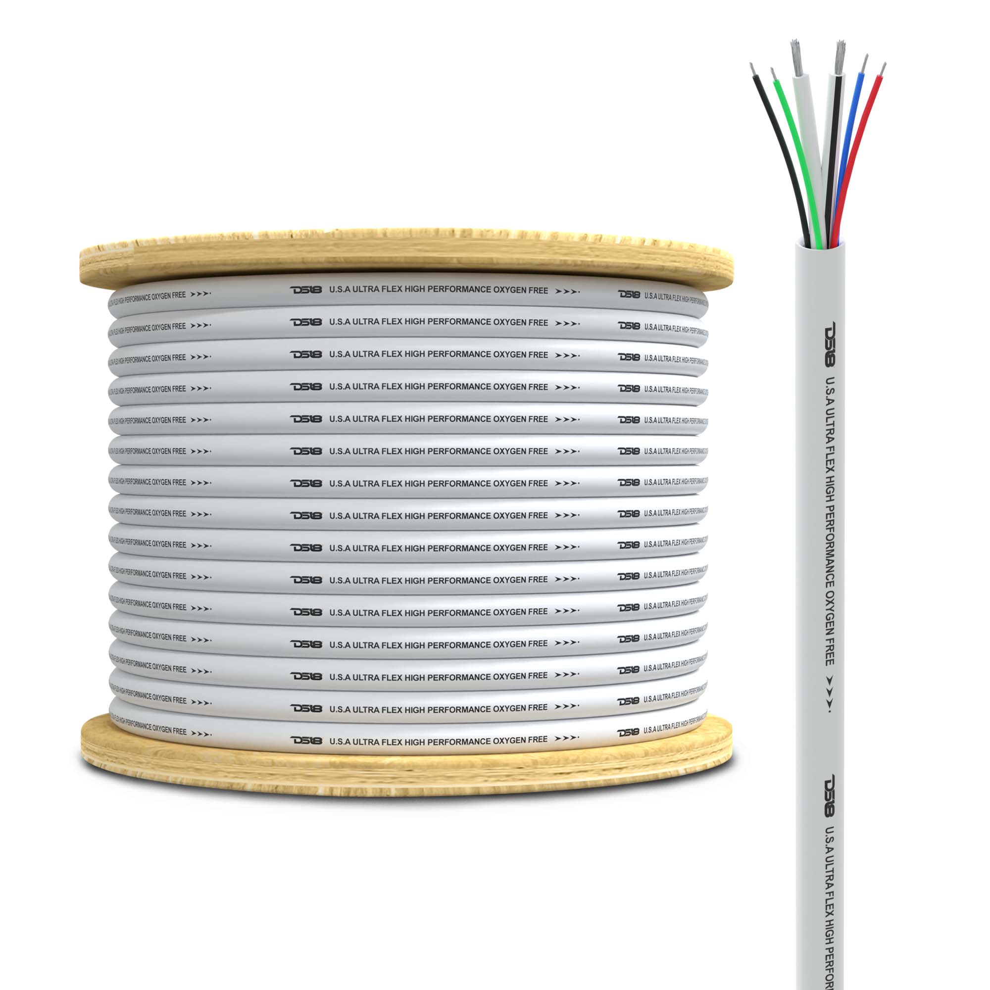 DS18 Marine Tinned OFC 18-GA Rgb Wires with 12-GA Speaker Wires 100 Feet