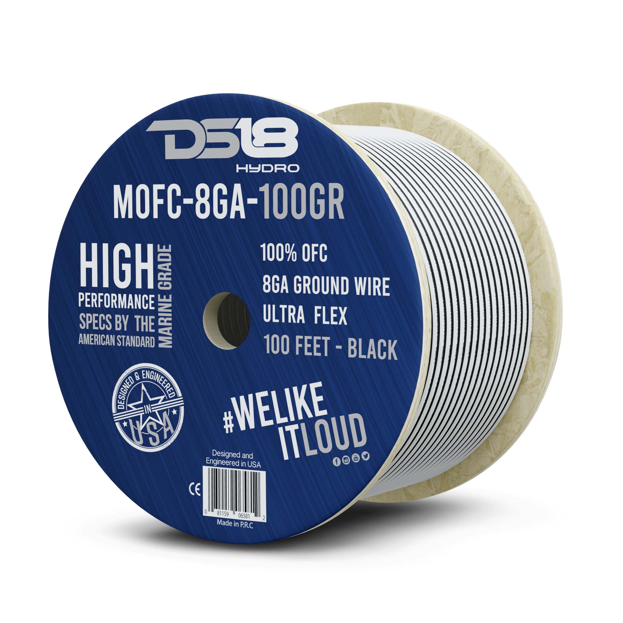 DS18 8-GA Marine Grade Tinned 100% Copper OFC Ground Wire -100 Feet