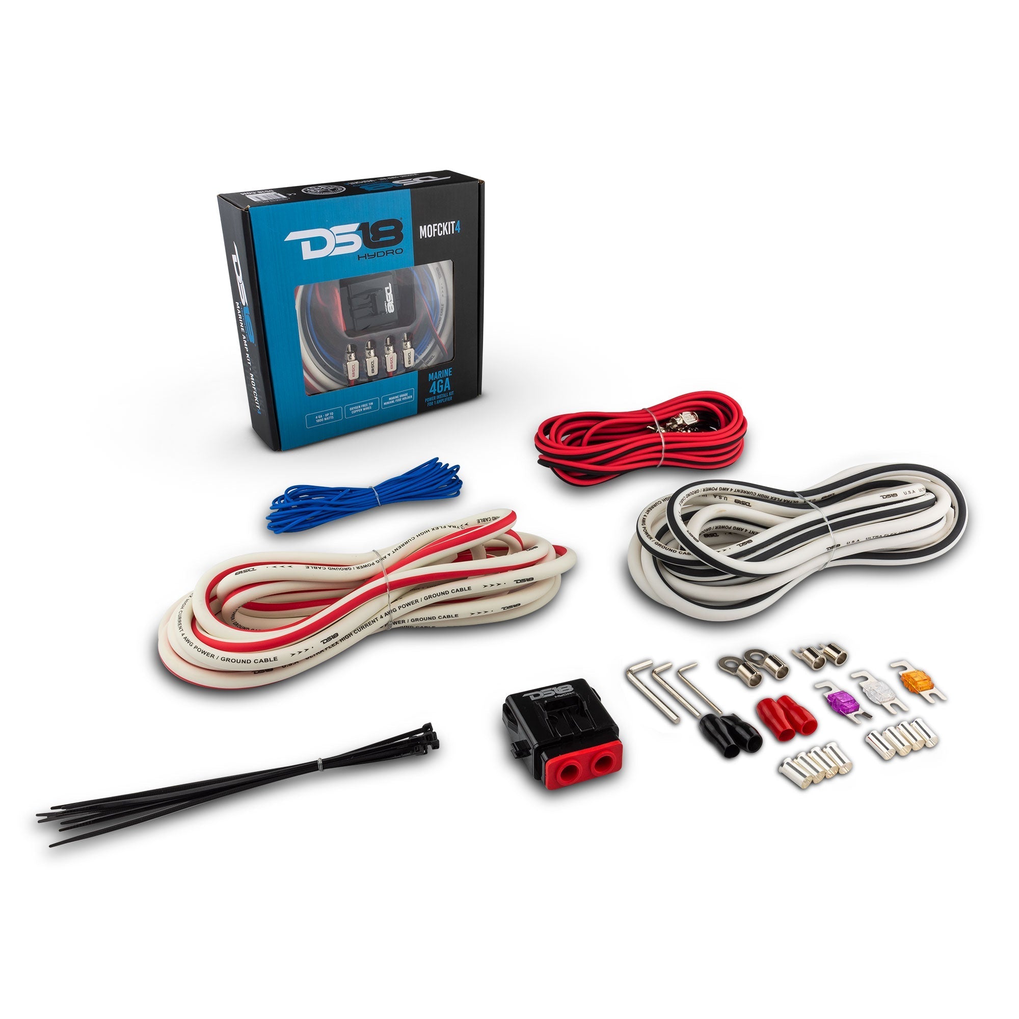 DS18 Marine Tinned OFC Amplifier Installation Kit 4-GA