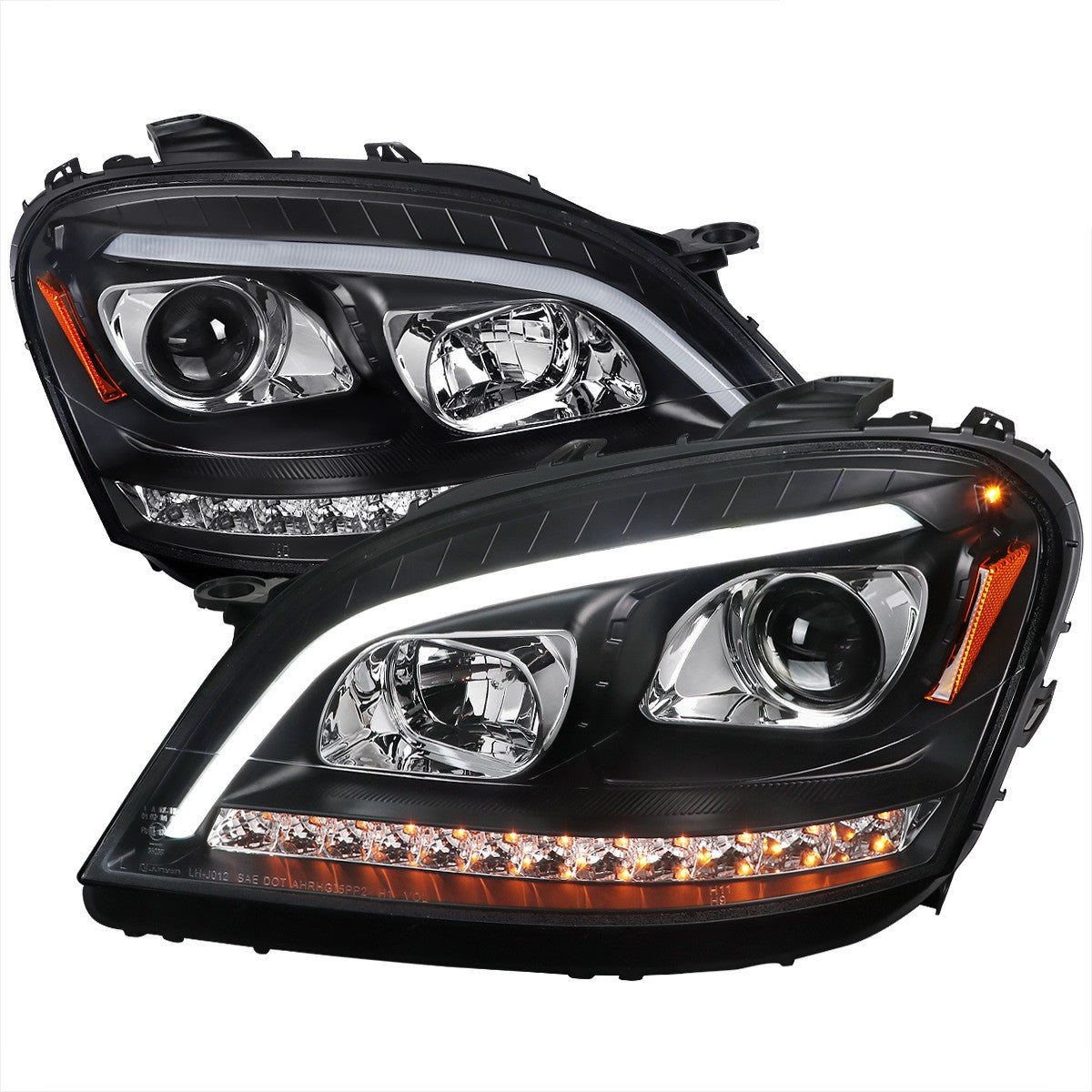 Spec-D 06-08 Mercedes W164 Projector Headlights SEQ LED Bar Black