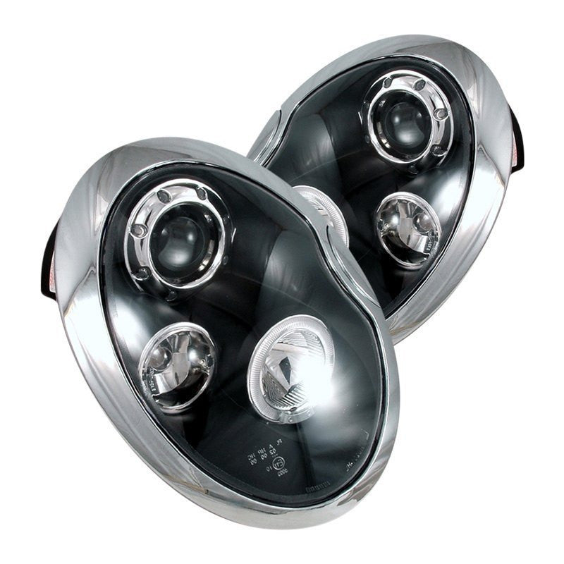Spec-D 02-06 Mini Cooper Projector Halo Headlights Matte Black/Clear