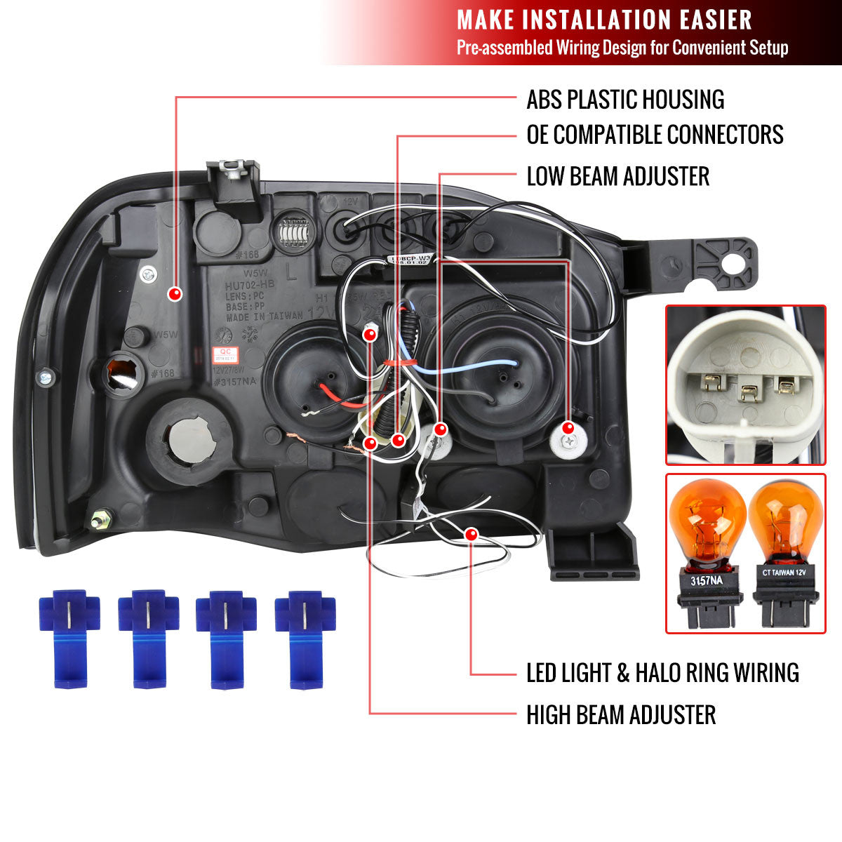 Spec-D 01-04 Nissan Frontier Projector Headlights Black/Smoked