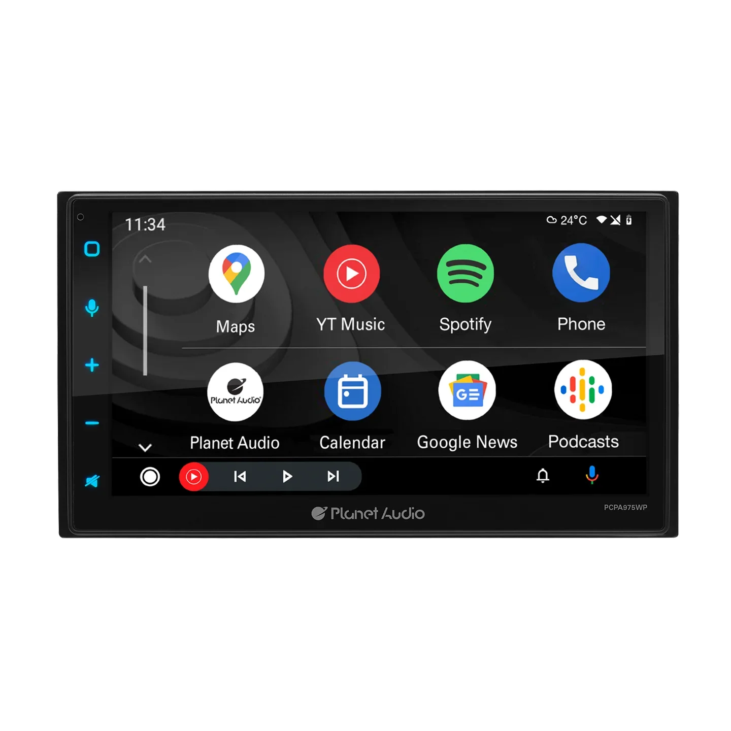 Planet Pro PCPA975WP Double-DIN, Wired Apple CarPlay & Android Auto, MECH-LESS Multimedia Player (no CD/DVD) 6.75