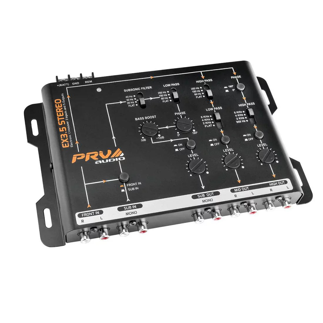 PRV Audio EX3.5 STEREO 9V RMS 2/4 RCA Input Signal 3-Way Electronic Crossover