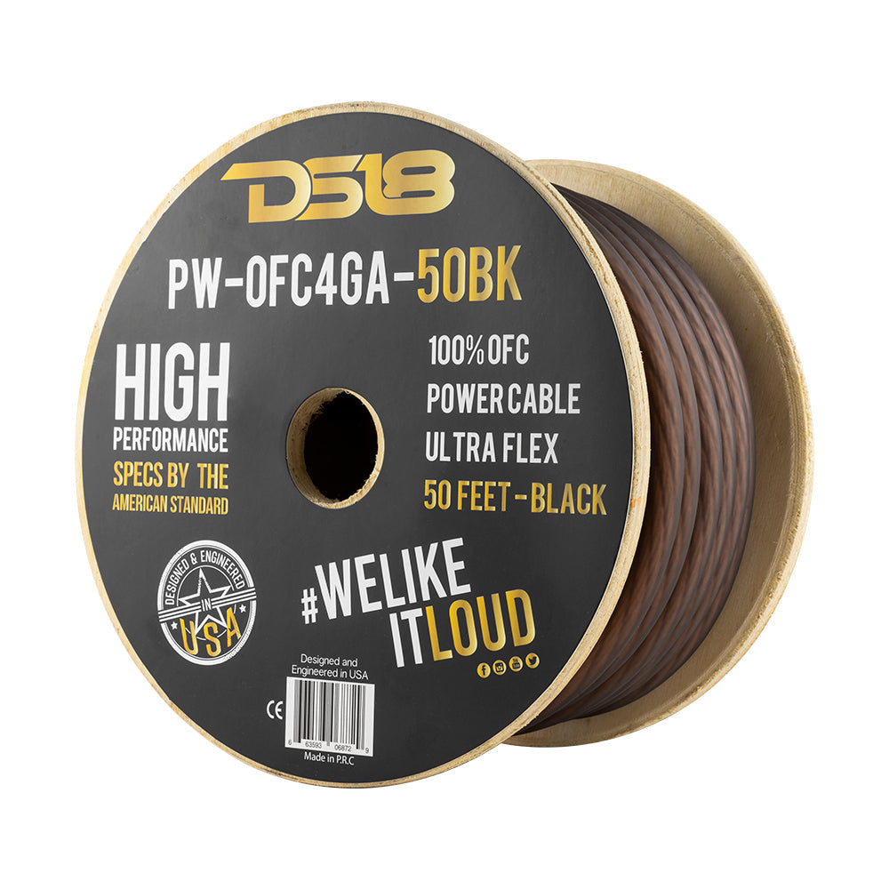 DS18 4-GA 100% OFC Ground, Power Cable, 50 Feet