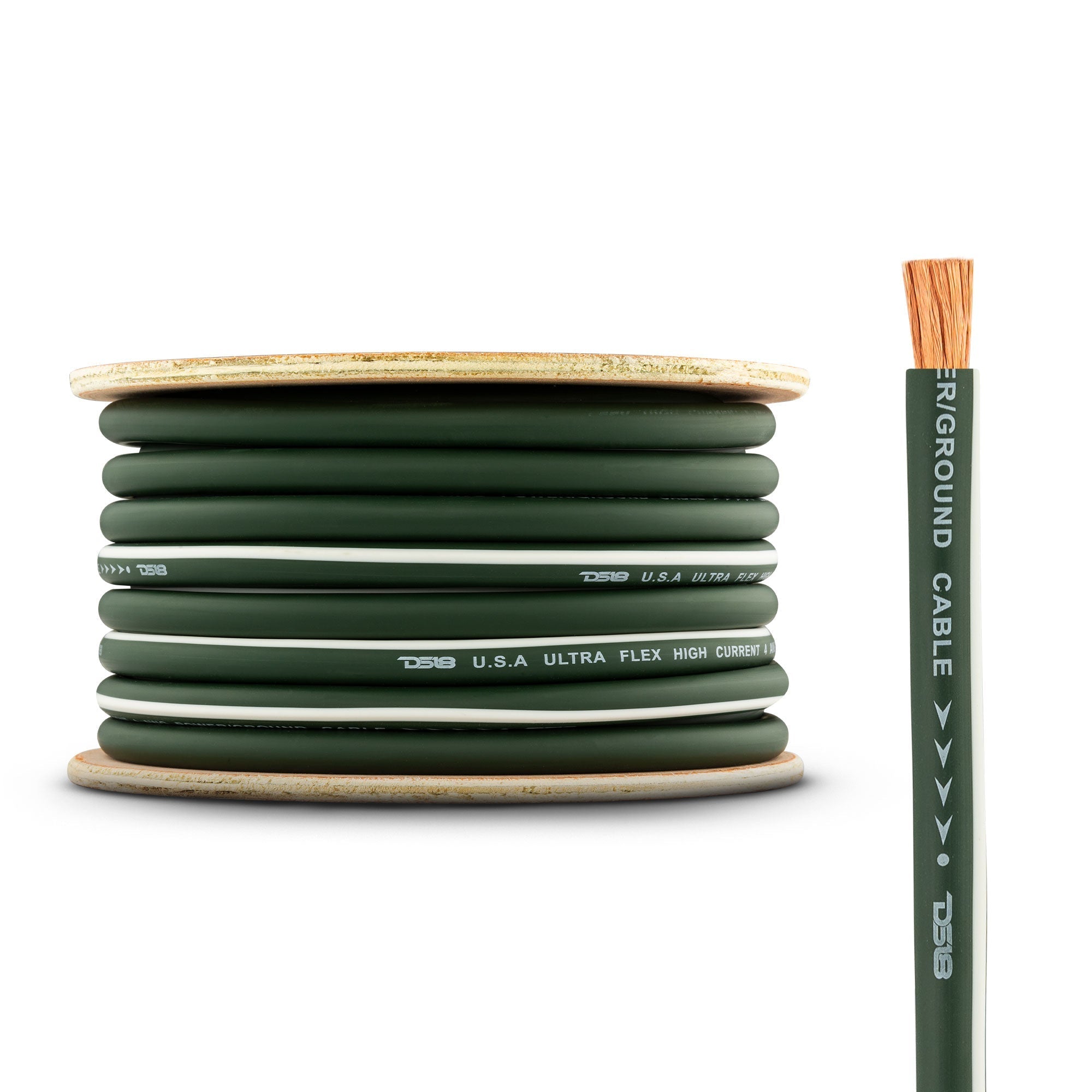 DS18 4-GA 100% OFC Ground, Power Cable, 50 Feet -Camo Green