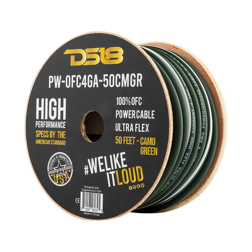 DS18 4-GA 100% OFC Ground, Power Cable, 50 Feet
