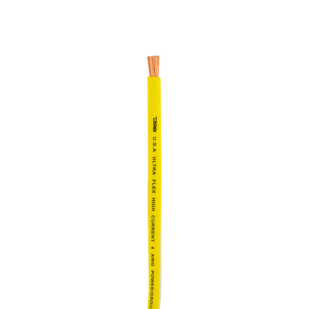 DS18 4-GA 100% OFC Ground, Power Cable, 50 Feet -Yellow