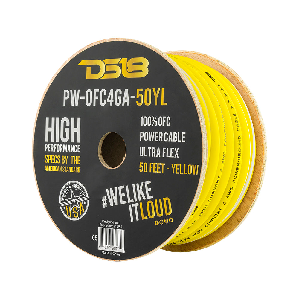 DS18 4-GA 100% OFC Ground, Power Cable, 50 Feet