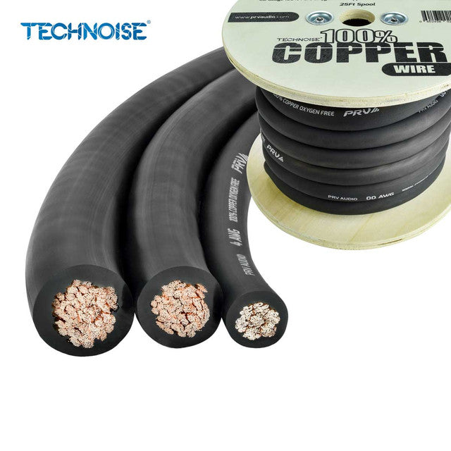 PRV PW0AWG - BLACK 0 GAUGE OFC WIRE, CAR AUDIO POWER / GROUND COPPER CABLE (50 FT SPOOL)