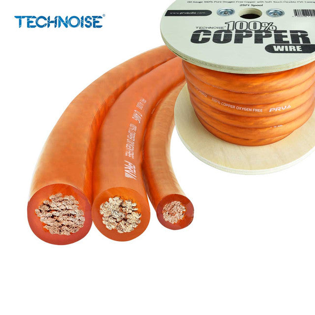 PRV PW0AWG - ORANGE 0 GAUGE OFC WIRE, CAR AUDIO POWER / GROUND COPPER CABLE (50 FT SPOOL)