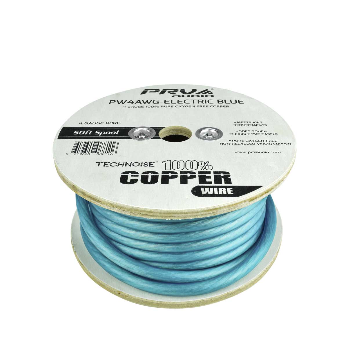 PRO AUDIO OFC POWER WIRE SPOOL 4G 50 FT ELECTRIC BLUE