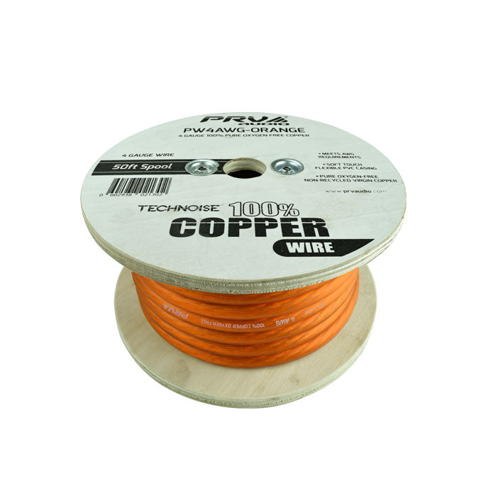 PRO AUDIO OFC POWER WIRE SPOOL 4G 50 FT ORANGE