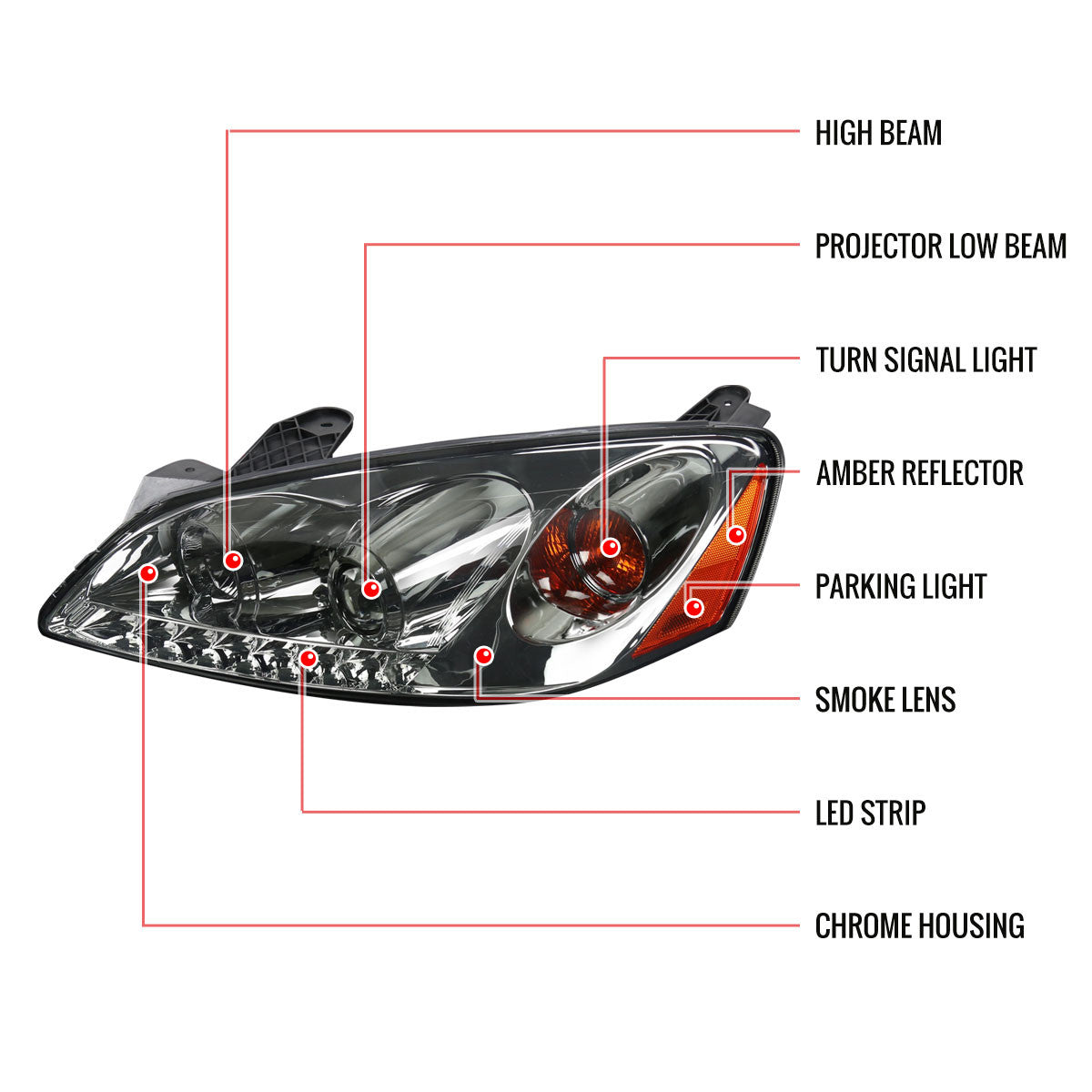 Spec-D 05-10 Pontiac G6 Projector Headlights Chrome/Smoked