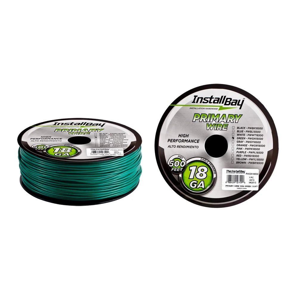 The install bay PWGN18500 Primary Wire 18 Gauge Green Coil of 500 feet