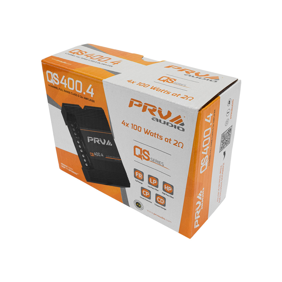 PRV Audio QS400.4 2 Ohm Mini Compact 4 Channel Car Audio Amplifier 4 x 100 Watts RMS at 2 Ohm