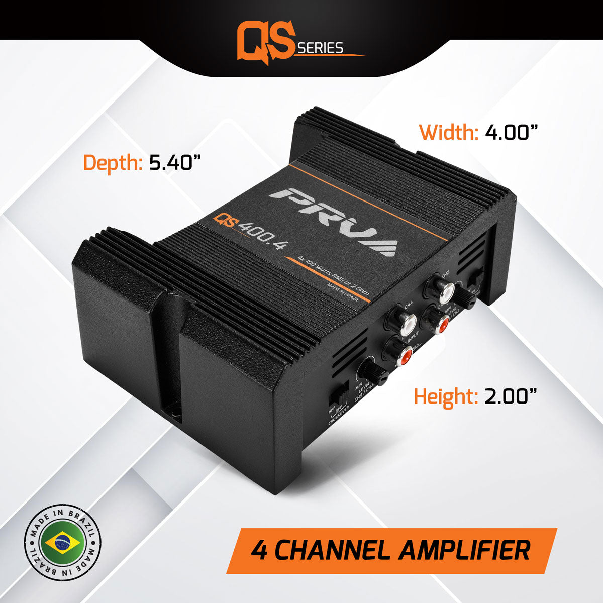 PRV Audio QS400.4 2 Ohm Mini Compact 4 Channel Car Audio Amplifier 4 x 100 Watts RMS at 2 Ohm