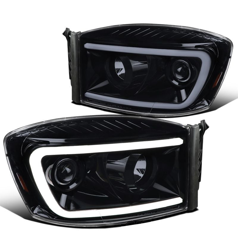 Spec-D 06-08 Dodge Ram LED Bar Pro Headlights Black Smoked