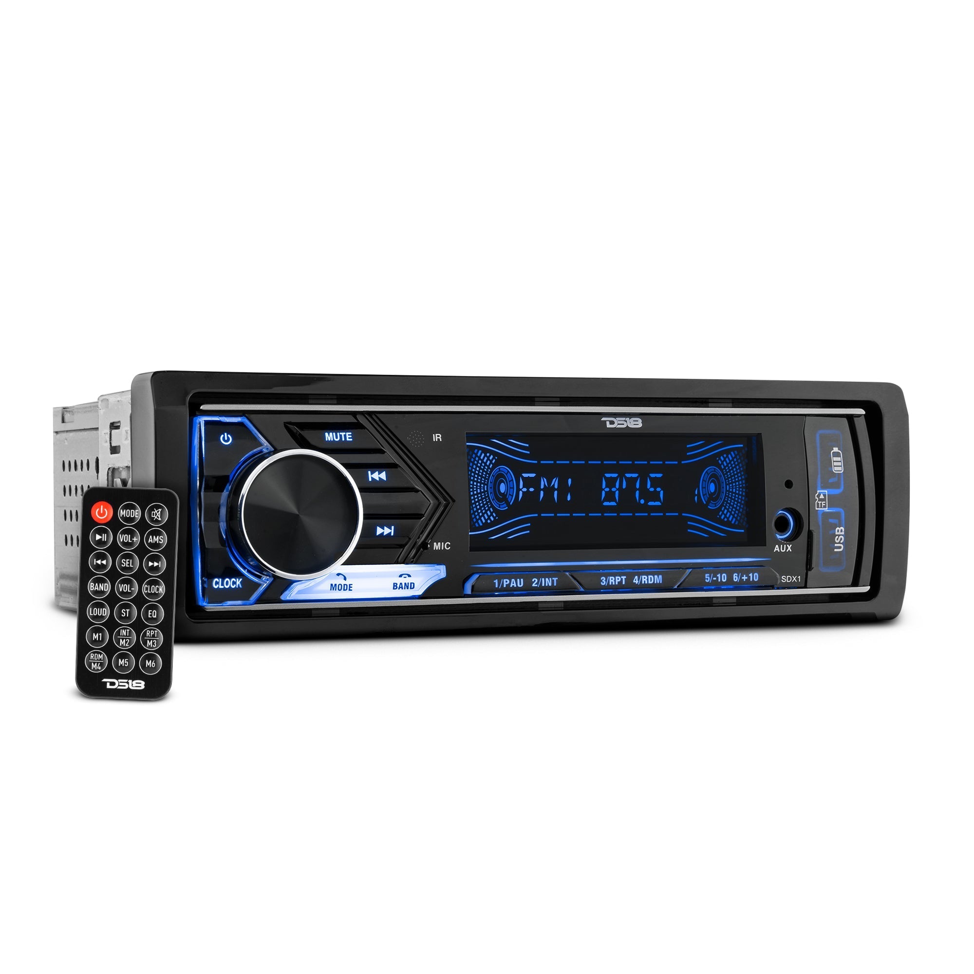DS18 Single-DIN Digital Media Receiver Mech-Less Player, Bluetooth, Dual USB ,7 Volt Preouts