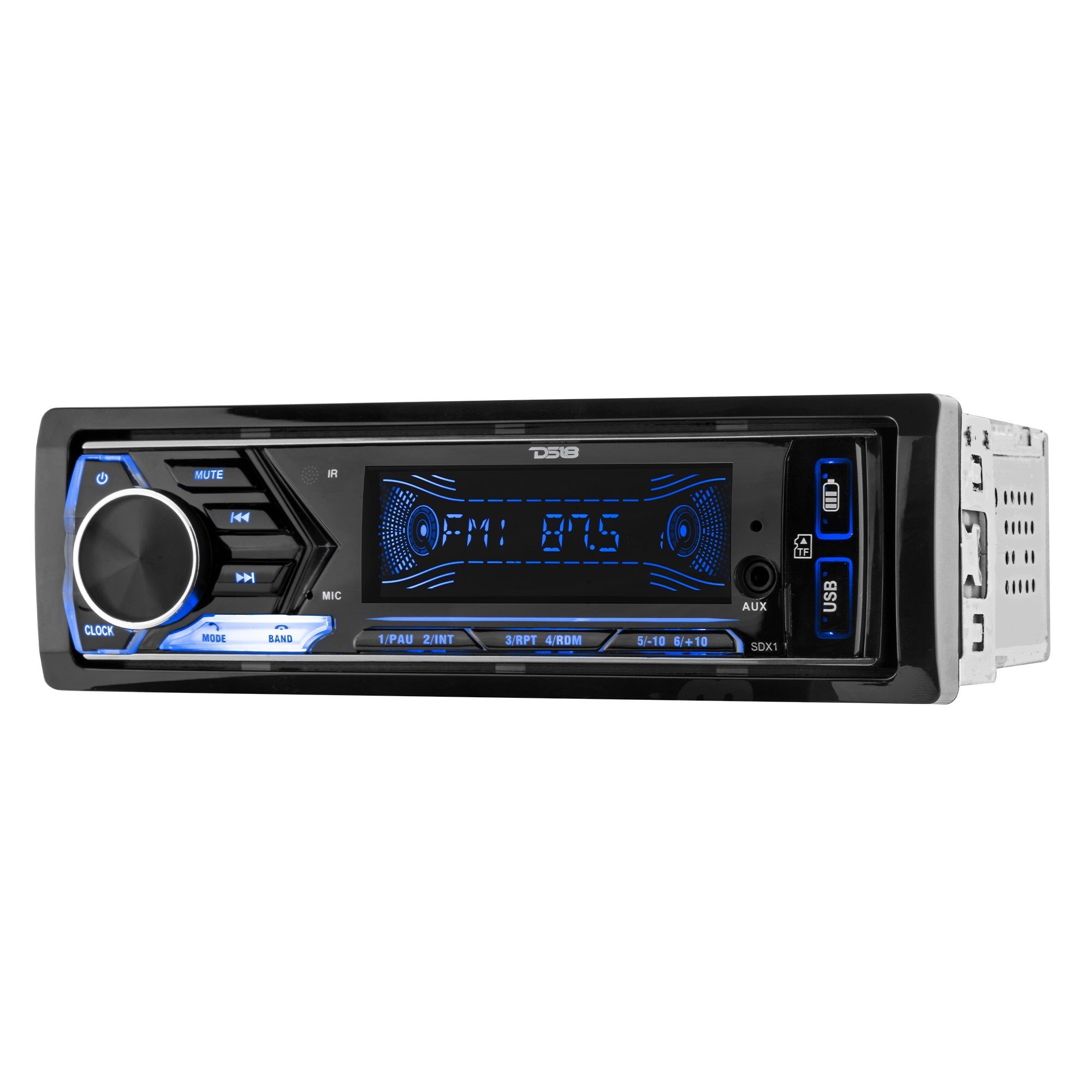DS18 Single-DIN Digital Media Receiver Mech-Less Player, Bluetooth, Dual USB ,7 Volt Preouts