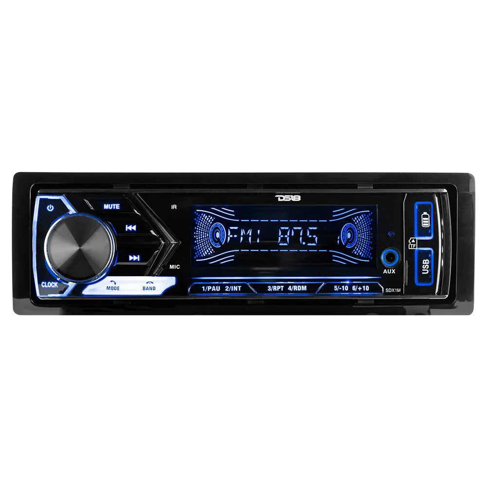 DS18 Single-DIN SDX1 Digital Media Receiver Mech-Less Player, Bluetooth, Dual USB ,7 Volt Preouts