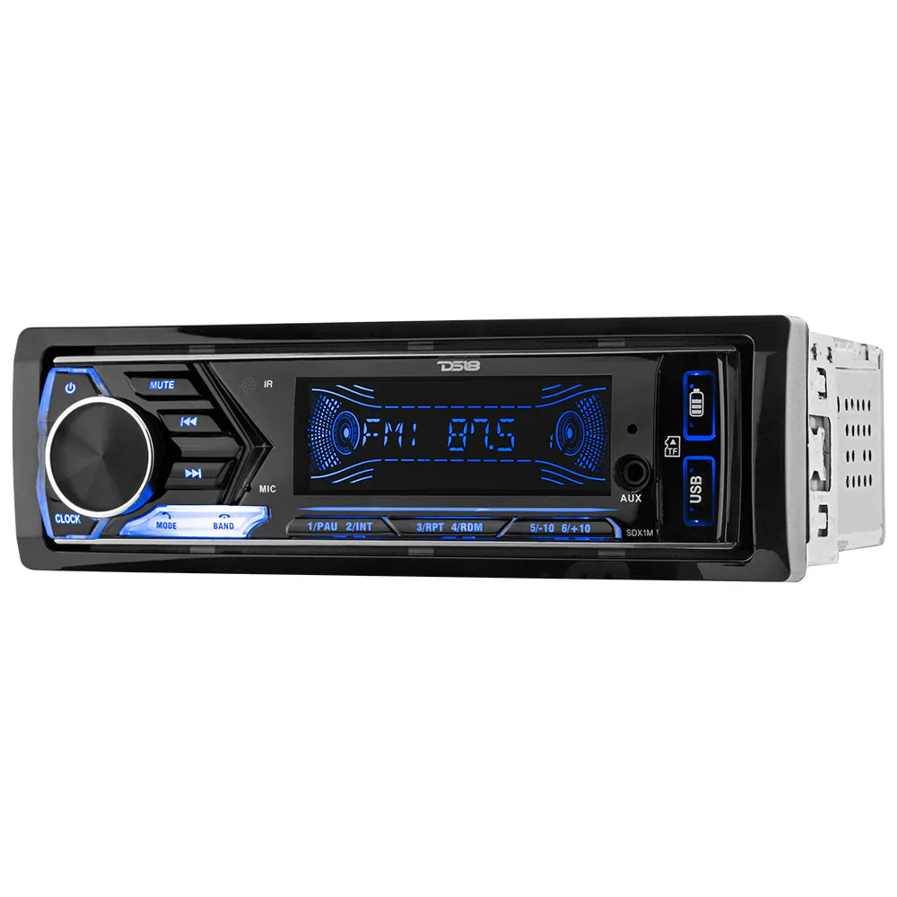 DS18 Single-DIN SDX1 Digital Media Receiver Mech-Less Player, Bluetooth, Dual USB ,7 Volt Preouts