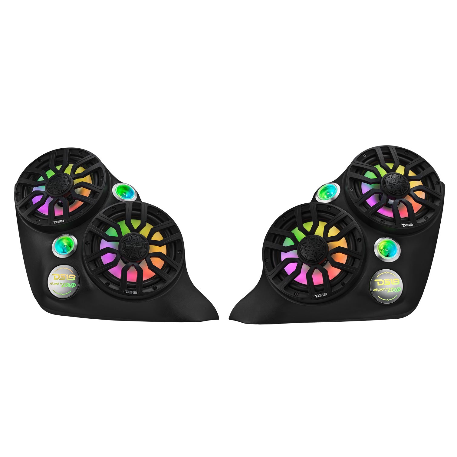 Polaris Slingshot Dual Front Fender 8” Loaded Speaker Pods with Digital LED Lighting