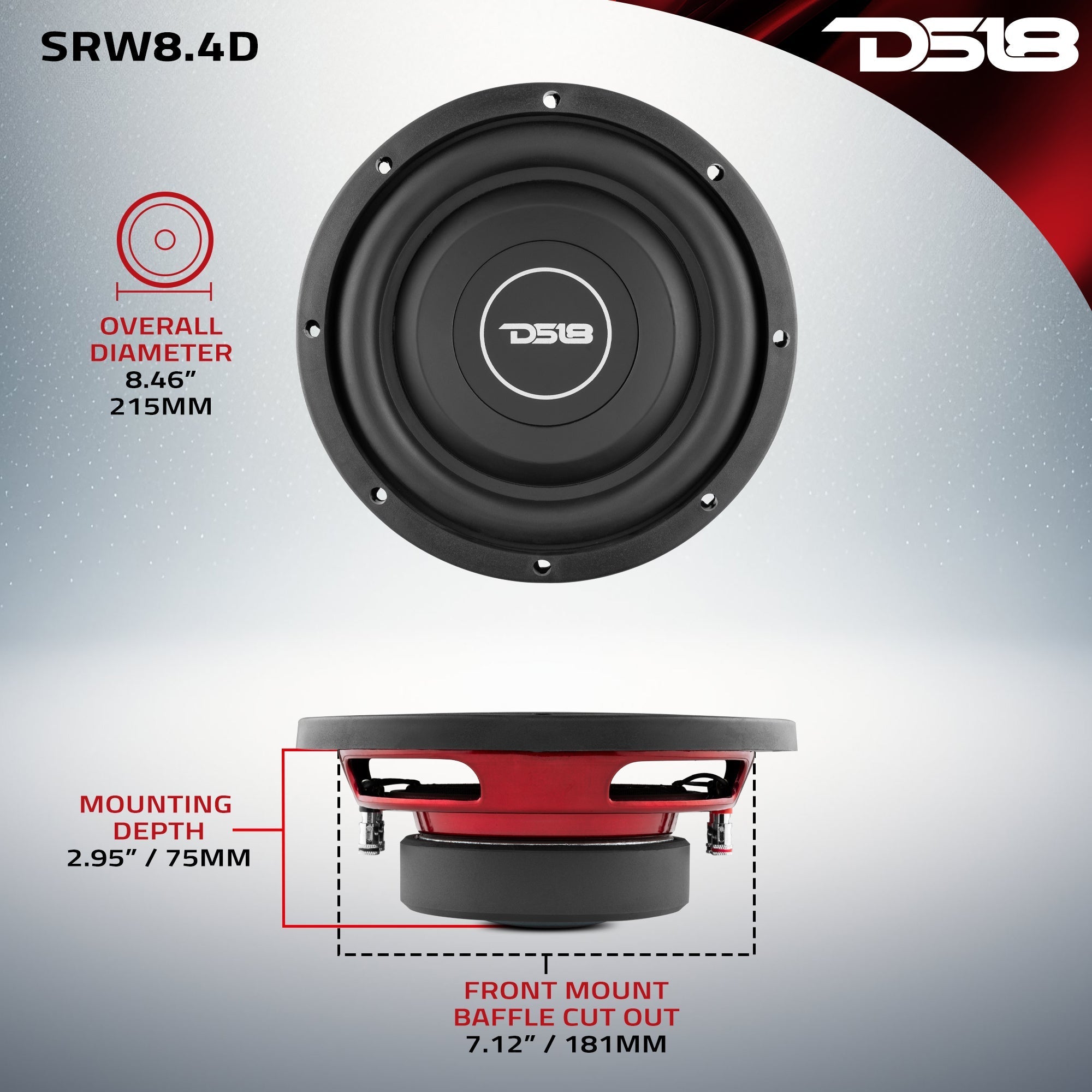 DS18 SRW Shallow-Mount 8