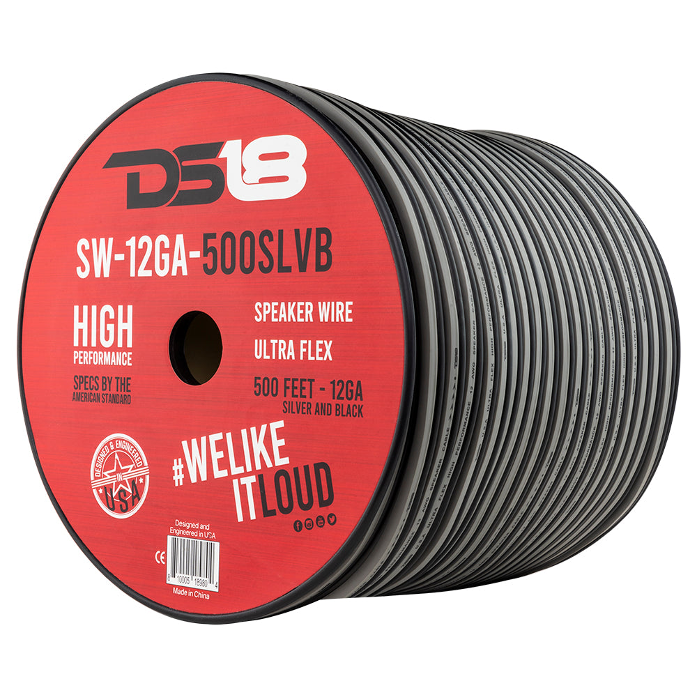 DS18 12-GA Speaker Wire 500 Feet -Silver and Black