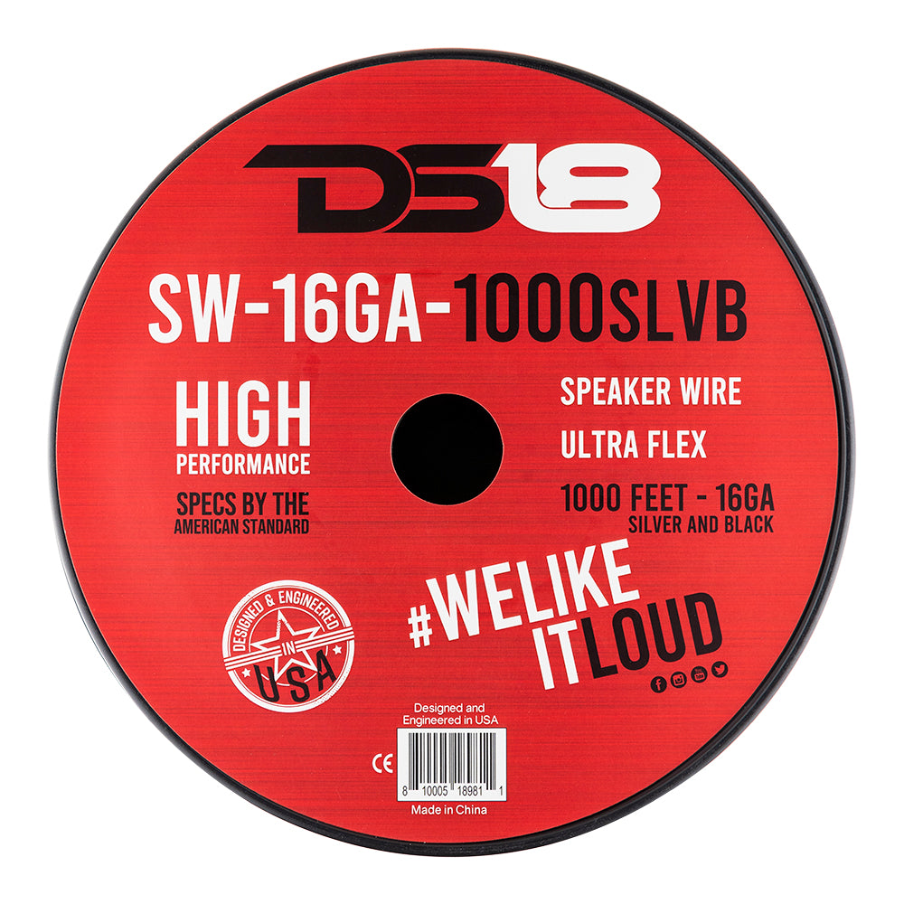 DS8 16-GA Speaker Wire 1000 Feet -Silver and Black