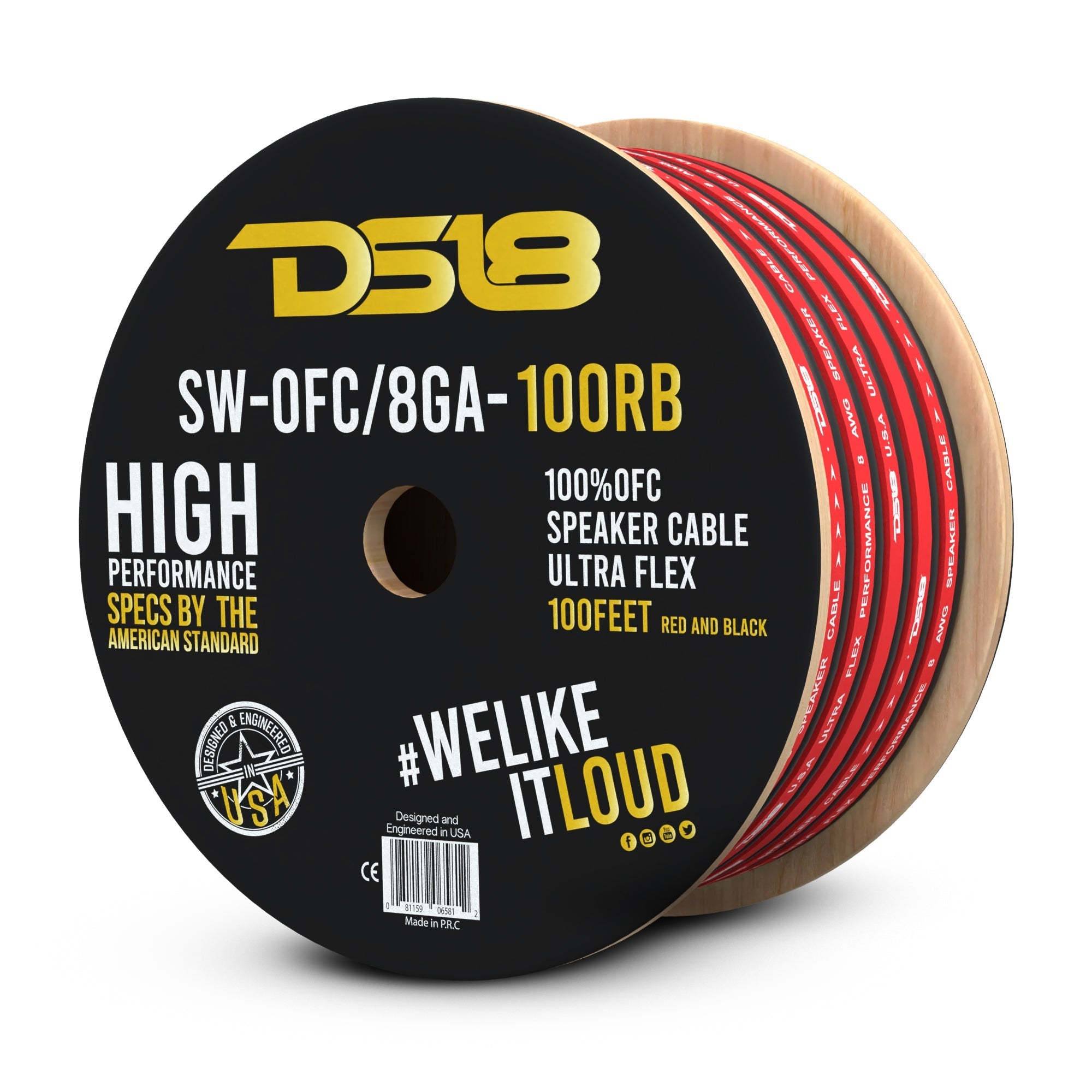 DS18 8-GA OFC 100% Copper Speaker Wire 100 Feet