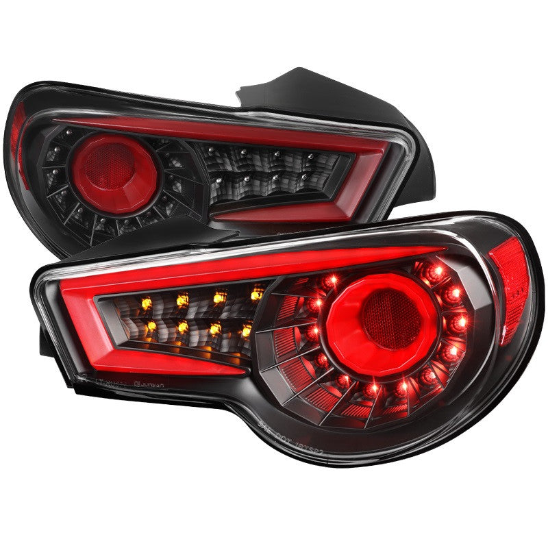 Spec-D 12-16 Scion FR-S Subaru Brz LED Tail Lights Black Red Bar