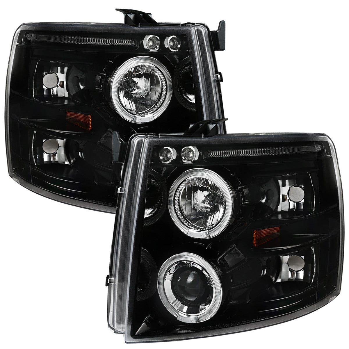 Spec-D 07-14 Silverado Dual Halo Projector Headlights Black