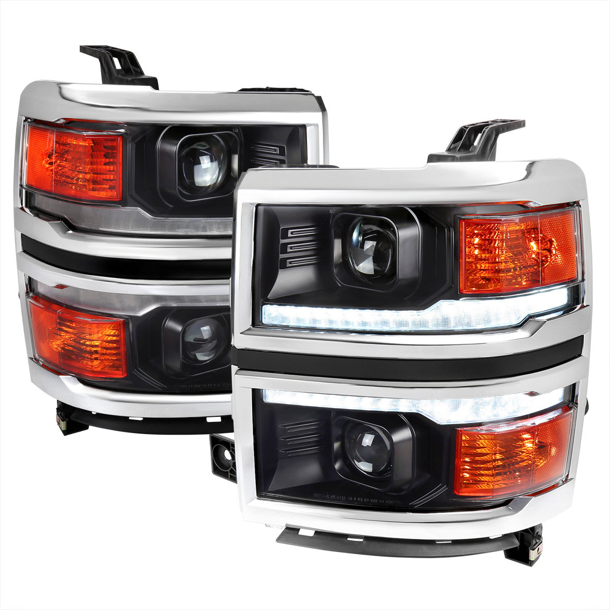 Spec-D 14-15 Silverado 1500 Projector Headlights Sequential Chrome