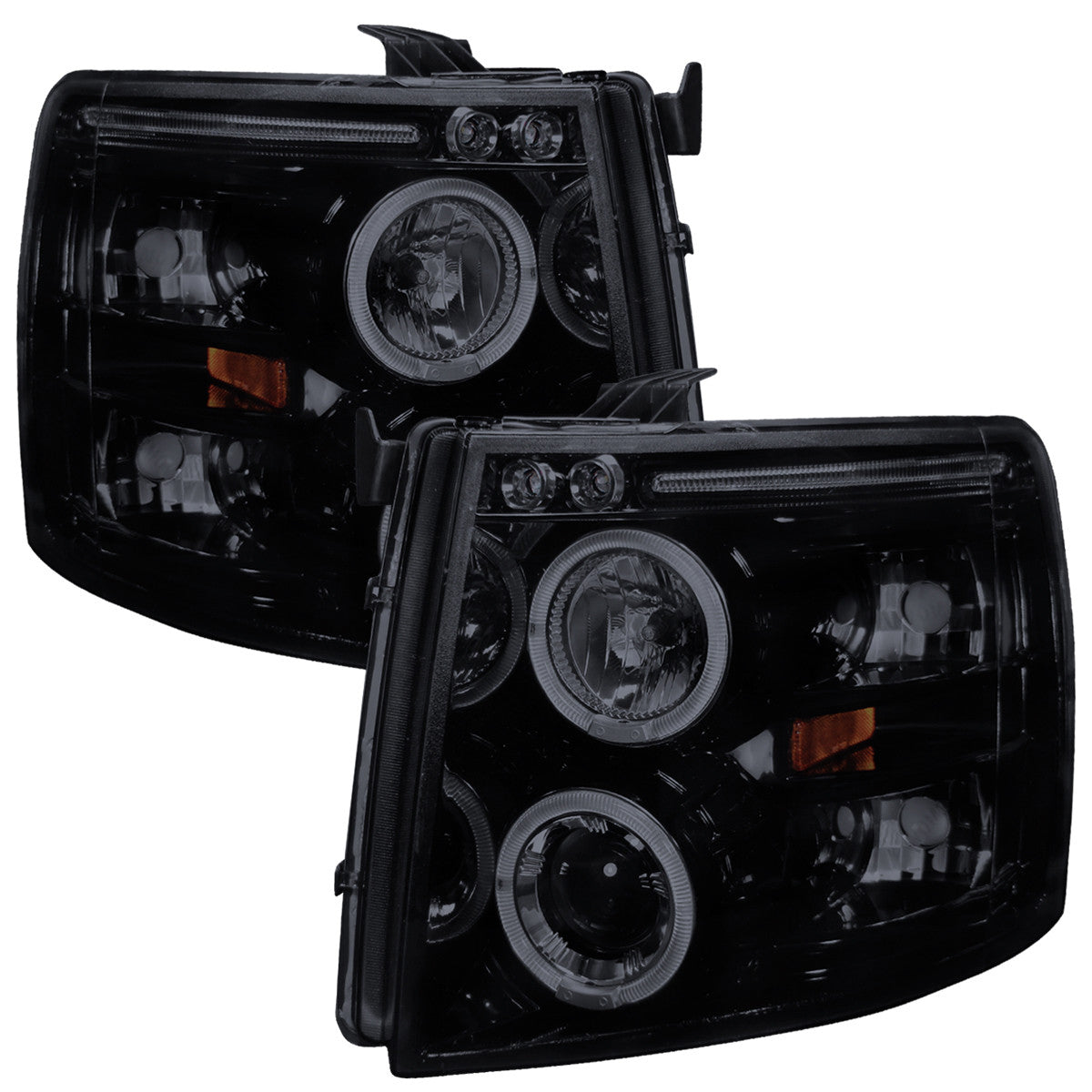 Spec-D 07-13 Silverado Halo Projector Headlights Smoked