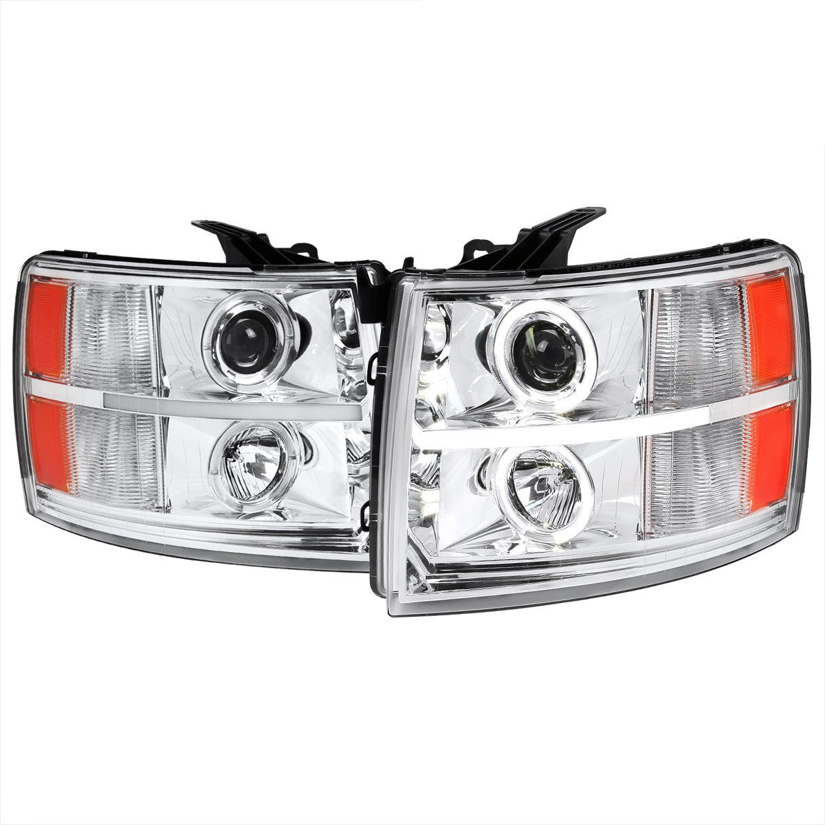Spec-D 07-13 Silverado 2500HD 3500HD LED Bar Headlights Black/Clear