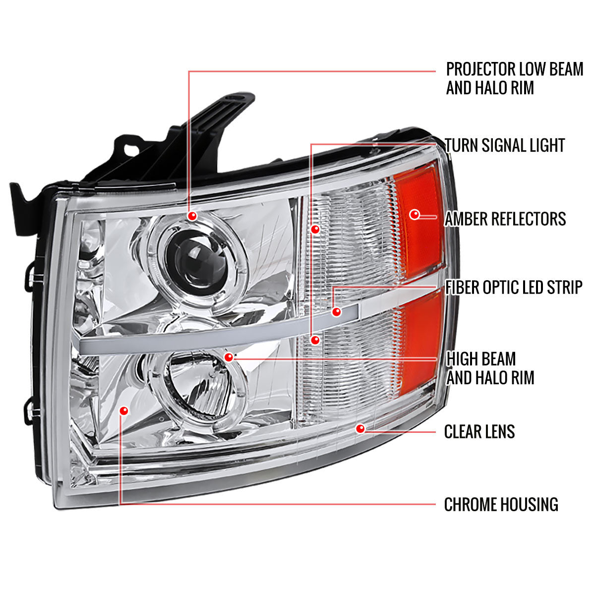 Spec-D 07-13 Silverado 2500HD 3500HD LED Bar Headlights Black/Clear